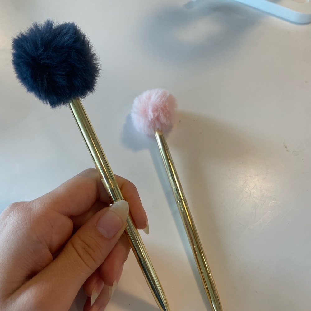 Set of Blue and Pink Fluffy Pens